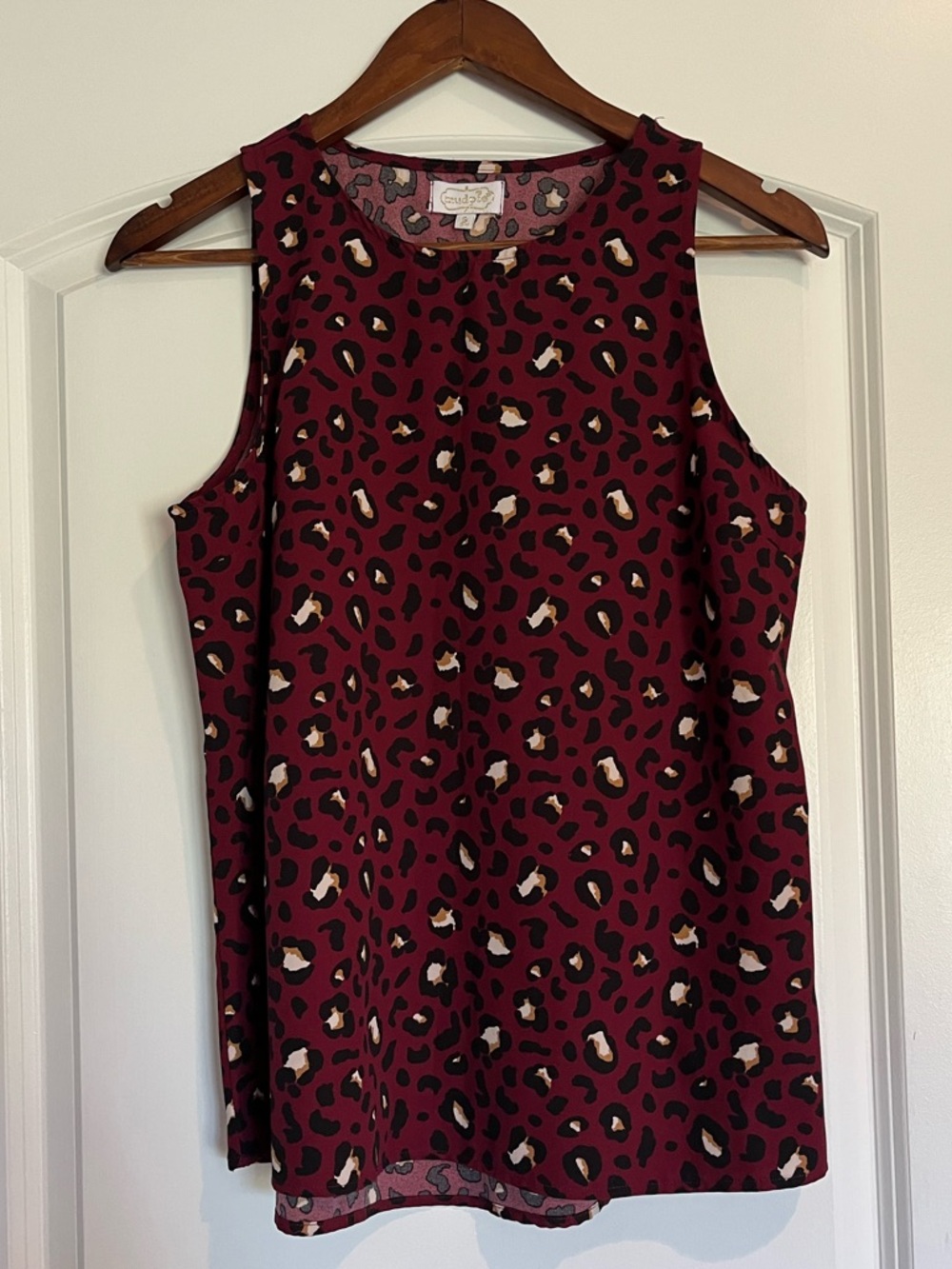 Mud Pie Burgundy Leopard Print Sleeveless Camisole